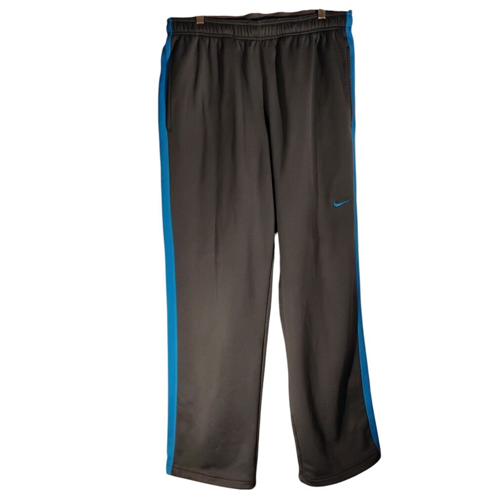 Nike sweatpants mens XL Xlarge gray blue striped therma-fift KO swoosh 379431